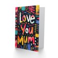 thumbnail image 2 of Mother's Day Greeting Card Colourful Fun Folk Typography Love You For Mum, 2 of 3