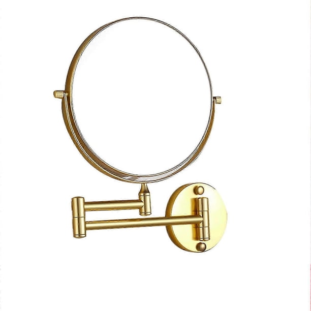 Wall Mounted Mirror, Wall Mounted Vanity Makeup Mirror, 360 Rotation, Magnification Extendable (Gold 8 inches 3X)