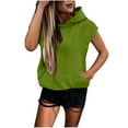 thumbnail image 2 of Hilzaten Womens Hoodie Drop Shoulder Loosse Hooded Solid Kangaroo Pocket Hoodie for Women Pullover, 2 of 6