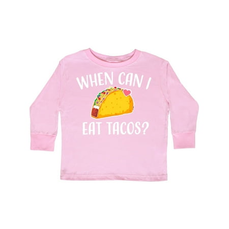 

Inktastic When Can I Eat Tacos Baby Gift Toddler Boy or Toddler Girl Long Sleeve T-Shirt