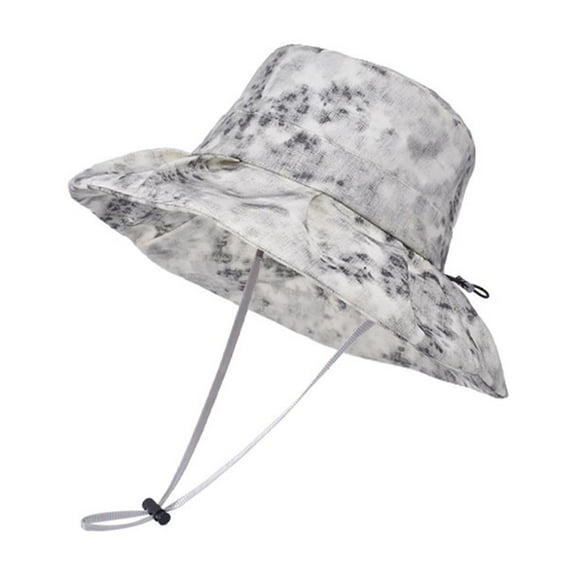 Bovemsi Tie-Dye Wide Brim Sun Hat for Women – Boho Chic Fisherman Cap for Outdoor Travel, Beige, One Size