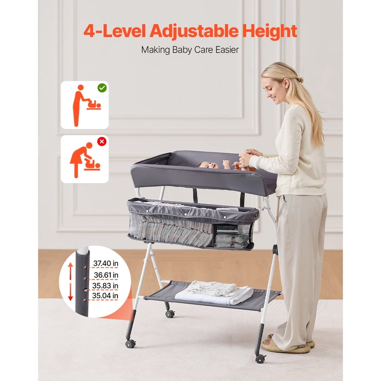 KFFKFF Foldable Changing Table with Adjustable Height, Gray photo 7