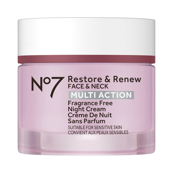 No7 Restore & Renew Face & Neck Multi Action Fragrance Free Night Cream 1.69 fl oz