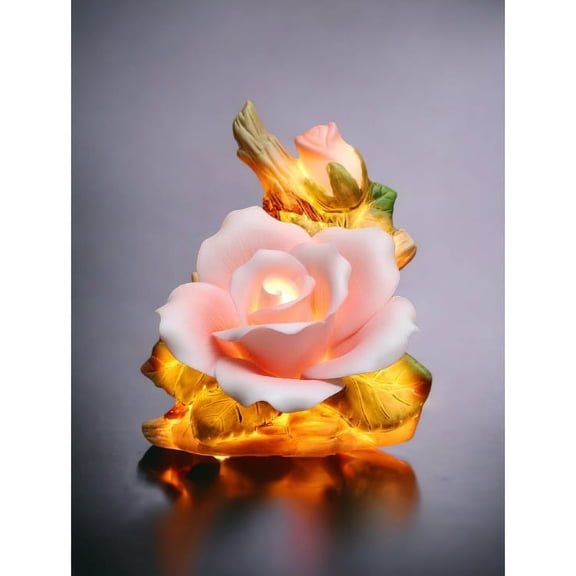 Ceramic Pink Rose Plug-In Nightlight 4.5"  Nature Vintage