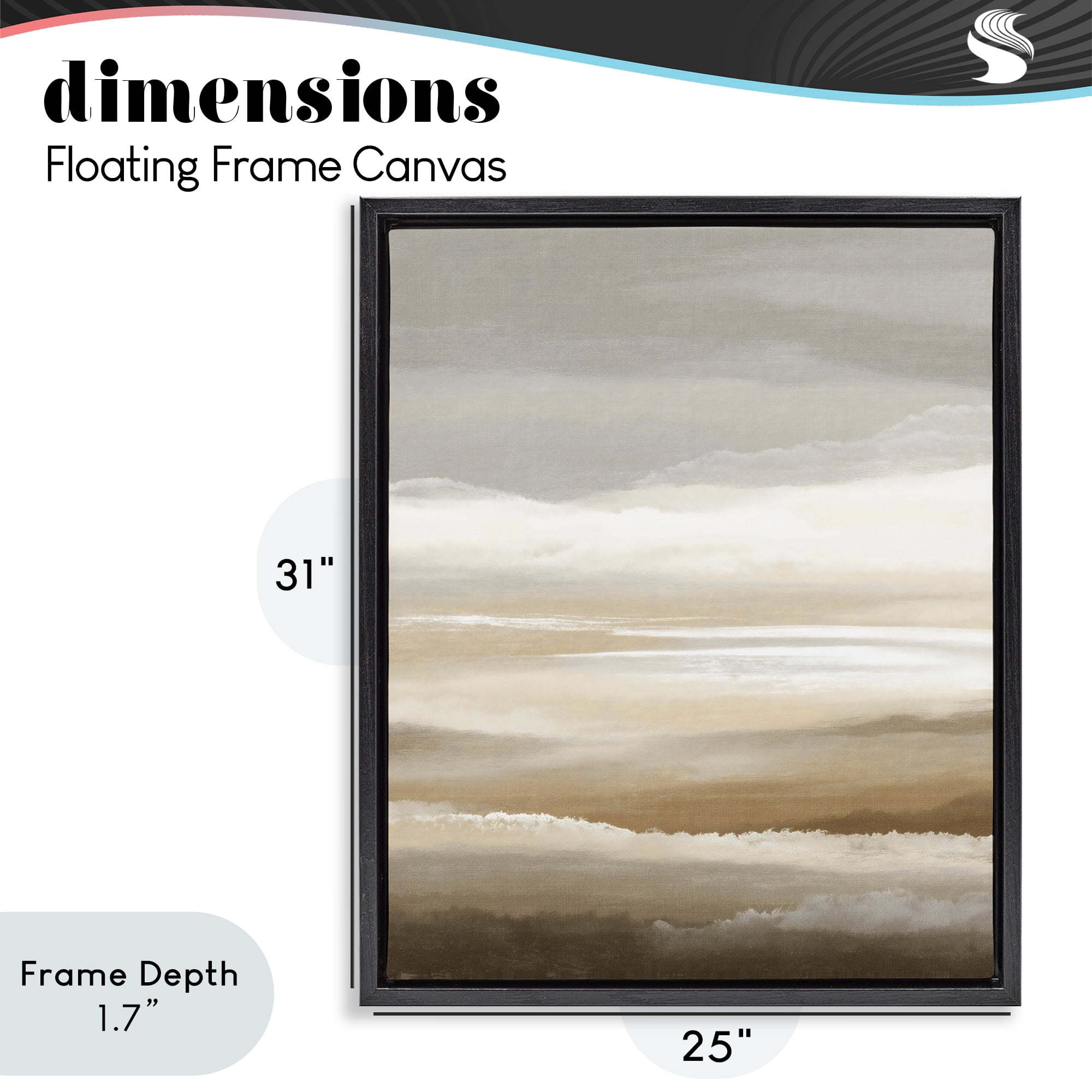 Stupell Industries The Horizon Serene Cloud Layers Black Framed Floater Canvas Wall Art, design by Ink Drop Loft