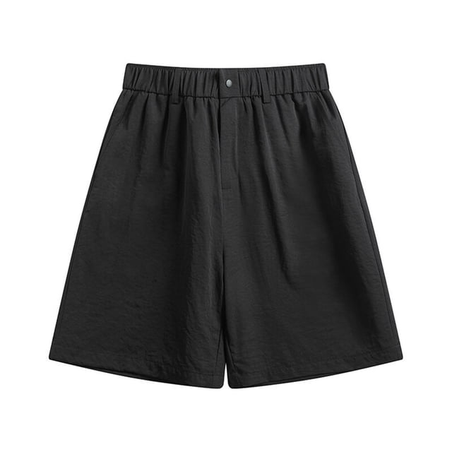 pstuiky Abreviatura para hombres, Pantalones cortos de playa holgados para hombre, de color liso, informales, a la moda, con bolsillos, botones y cremallera Pantalones cortos de entrenamiento