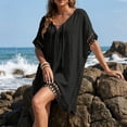 thumbnail image 5 of Beach Cover Ups for Women V Neck Tie Front Bathing Suit Cover Up 2026 Hollow Out Swimsuit Coverup, 5 of 5