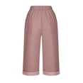 thumbnail image 4 of Kctiaxy Linen Pants Women Elastic Waist Drawstring Capri Pants Casual Solid Color Loose Breathable Cropped Trousers with Pockets, 4 of 4