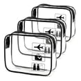 thumbnail image 1 of 3-Pack Toiletry, Transparent, 1 Liter Bag Airplane Carry-On, PVC Cosmetic Bag, Travel Airport Approved Bag, 1 of 5