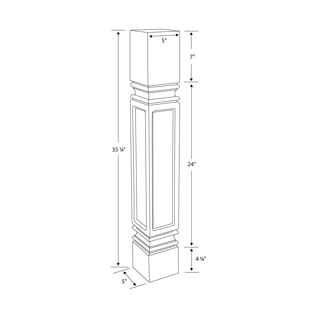 Designer S Edge Millwork 35 1 4 In High X 5 In Wide X 5 In Depth Unfinished North American Solid Hard Maple Mission Kitchen Island Leg Walmart Com Walmart Com