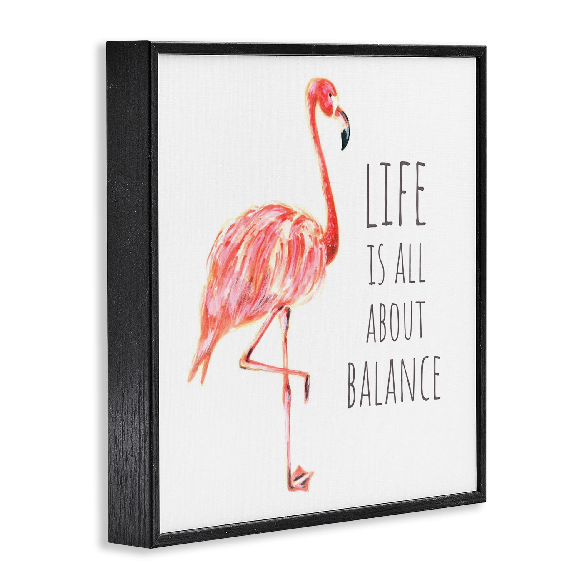 Stupell Industries Life is About Balance Motivational Phrase Pink Flamingo, 12 x 12,Design by Reesa Qualia