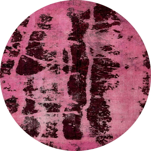 Ahgly Company Indoor Round Abstract Burgundy Red Persian Area Rugs, 5' Round