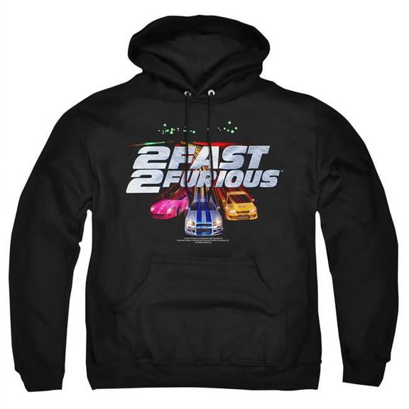 Trevco Sportswear UNI243-AFTH-3 2 Fast 2 Furious Logo Adult Pullover Hoodie, Black - Large