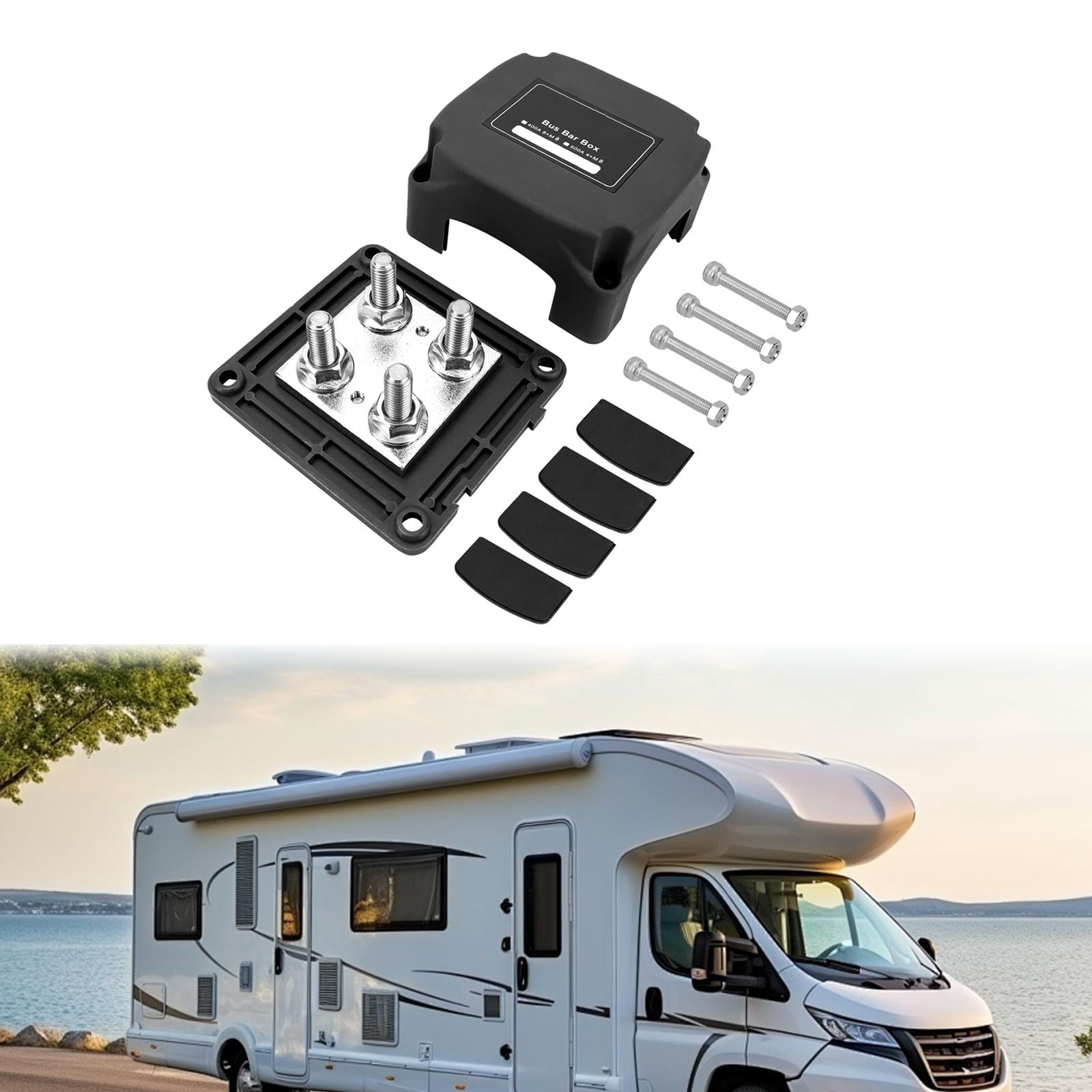 Power Distribution Block Busbar Terminal Block 400A High Current with Cover for Automotive Marine RV Truck