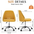 thumbnail image 2 of Atilioo Office Vanity Chair, Armless Computer Desk Chair, 360° Rolling Swivel Adjustable Seat Height, Comfy Fabric Upholstered, Easy to Assemble, Ideal for Bedroom Study Makeup Room, Yellow, 2 of 7