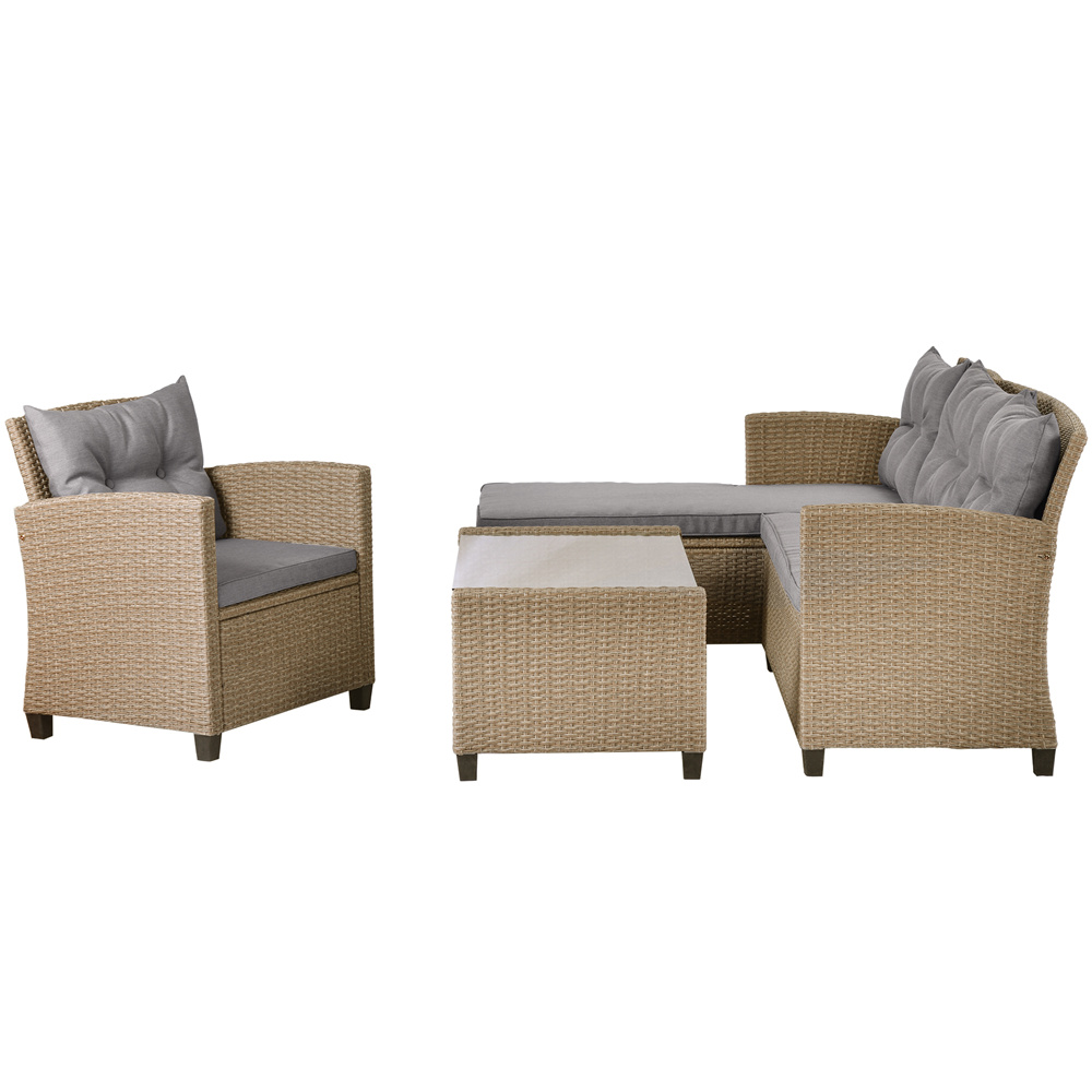 Rattan Wicker Patio Furniture, 4 Piece Patio Furniture Sofa Sets with Loveseat Sofa, Lounge Chair, Wicker Chair, Coffee Table, All-Weather Patio Conversation Set with Cushions for Backyard Garden Pool - image 5 of 11