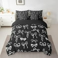 thumbnail image 2 of Erosebridal Fashion Ribbon Bedding Sets Full Size, Black White Comforter Sets with Sheets, Cartoon Bowknot Reversible Bed Set, Ultra Soft Room Decoration, 7-Piece, 2 of 6