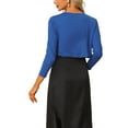 thumbnail image 3 of Unique Bargains Women's Open Front Drape 3/4 Sleeve Bolero Shrug Crop Cardigan S Royal Blue, 3 of 6