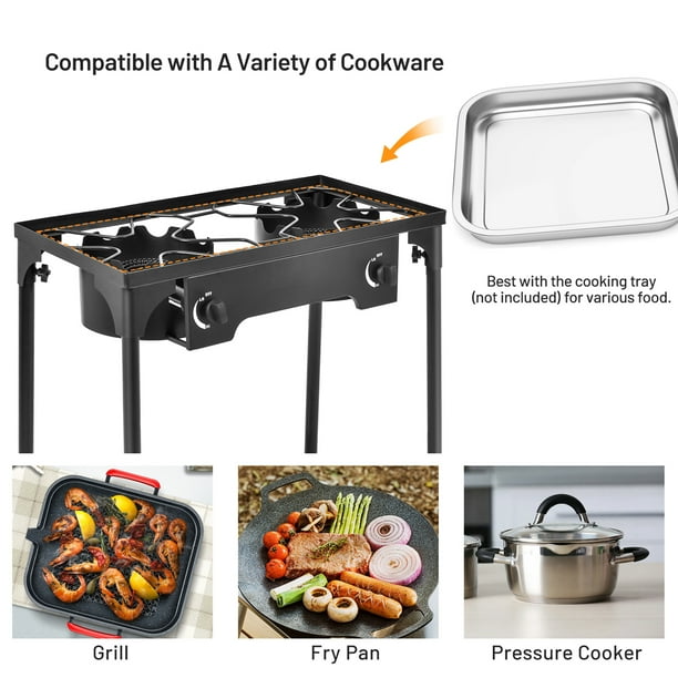 Outdoor 2-Burner Stove High Pressure Propane GAS Camp Stove 150,000 BTU