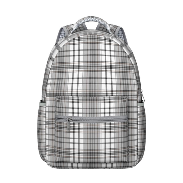 Classic Plaid Backpack Checkered Pattern and Moroccan Print Abstract Style School Bag for Student and Student