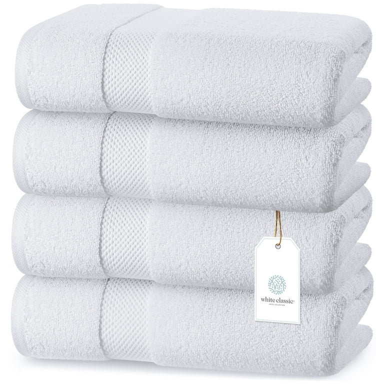 SussexHome Hotel-Quality 4 x Large Bath Towels - Ultra-Absorbent 100%  Natural Cotton Bath Sheet Towels for Bathroom - 35 x 67 Inches Bordered  Design Plush Thick Luxury Bath Towels 