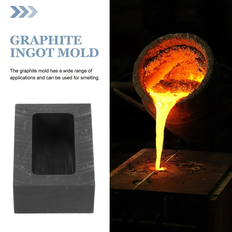 Graphite Crucible Casting Molds Smelting Molds Casting Ingot Melting Mold Ingot Molds Casting Mold for Gold Melting, Size: 5.30X3.70X2.00CM, Black