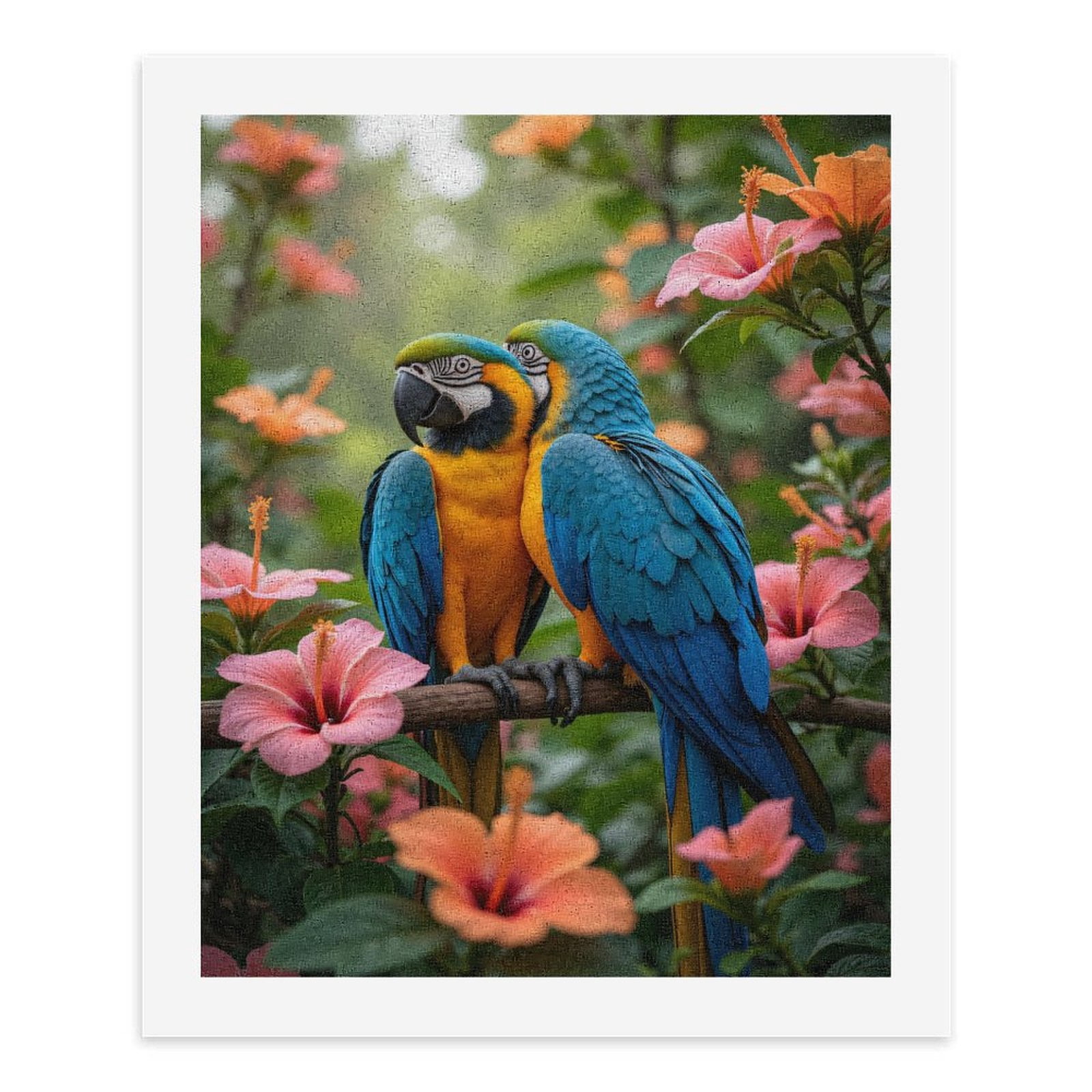 Paint by Numbers Kit for Adults, Colorful Parrots Among Lush Blossoms Paint by Numbers, Easy Paint by Numbers Kit for Adults Beginner, DIY Adult Paint by Number Kits on Canvas, 12x16in Home Decor