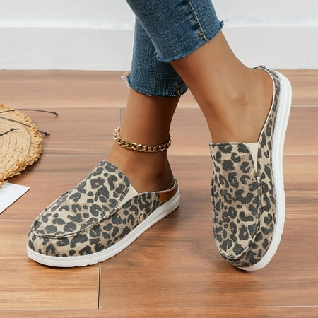 

LINMOUA Womens slipper Women Sandals Women Shoes Leather Loafers Slip On Mules Antil Slip Beach Sandals