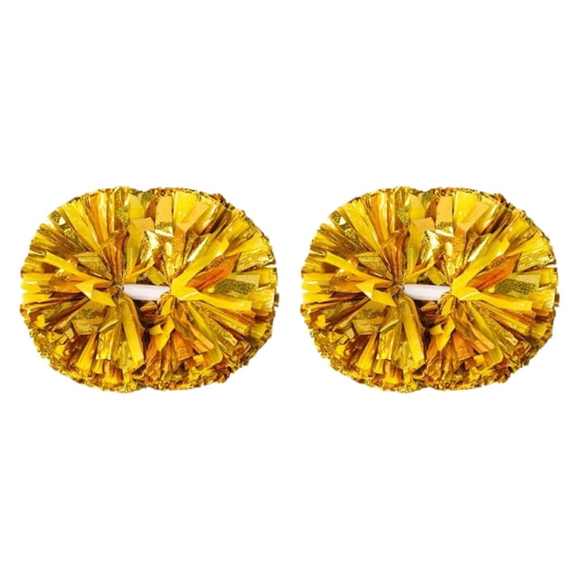 2 pompones de animadora con mango de 6 pulgadas. Oro