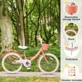 thumbnail image 4 of Glerc Maggie 20 Inch Kids Grils Bike for 7-13 Years Old Chlidren, Princess Styles Kids Bikes with Rack & Basket & Kickstand, Peach, 4 of 8