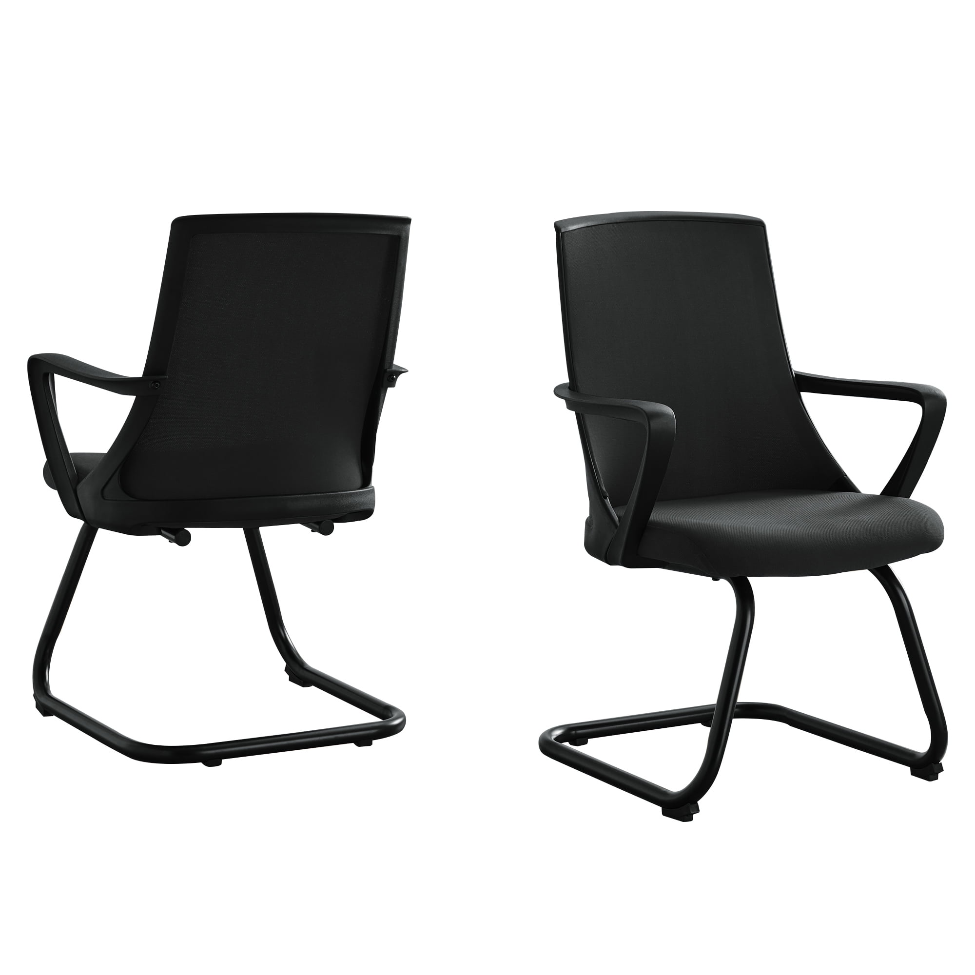 set of 2 black contemporary upholstered guest office chairs 35"   walmart