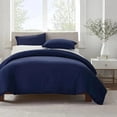thumbnail image 4 of Twin Size Solid Navy Duvet Cover Set, Simply Clean Design with Hidden Zipper & Corner Ties for Bedroom, 4 of 5