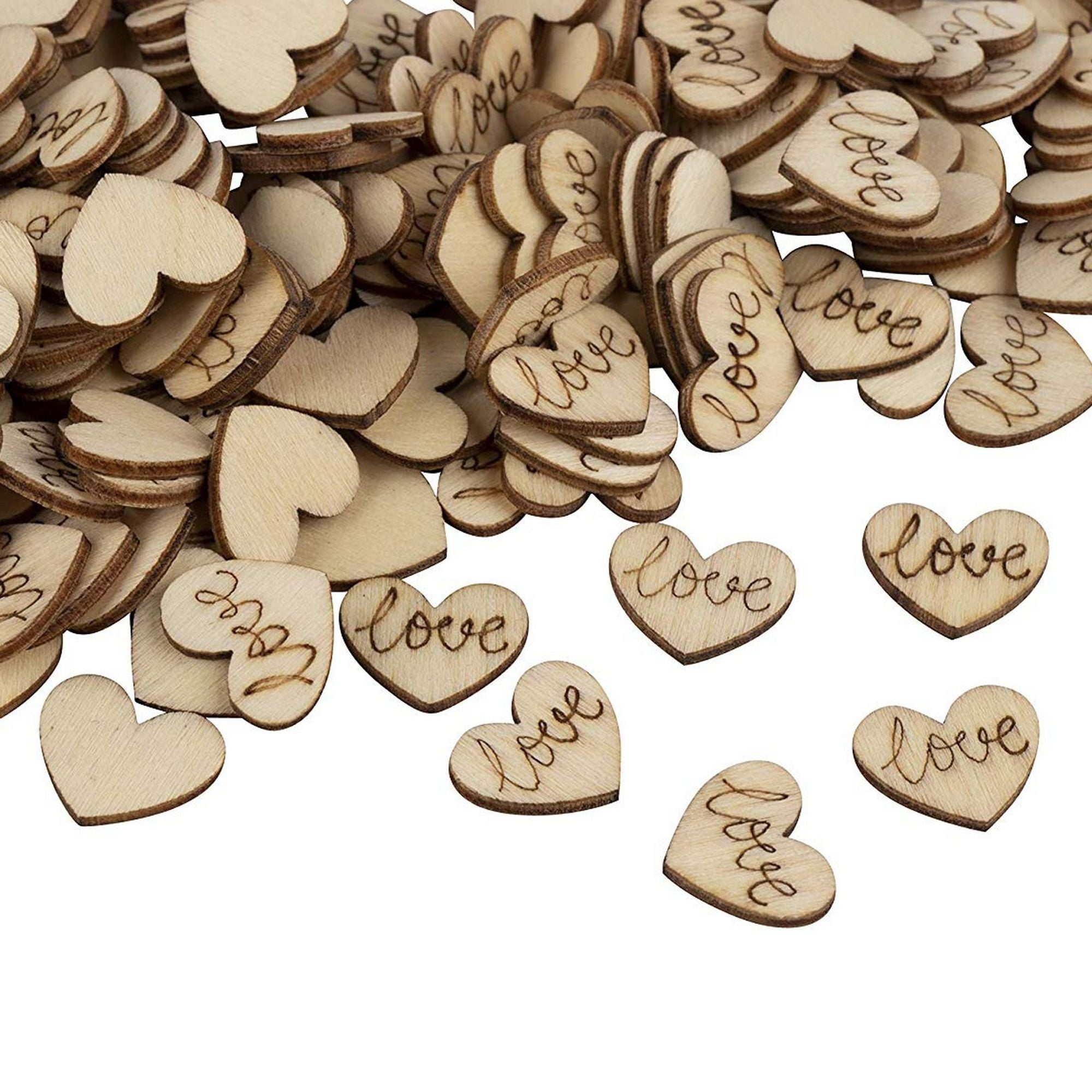 200 Pack Unfinished Wood Cutouts 0.6"x0.5"x0.08" Love Heart Confetti