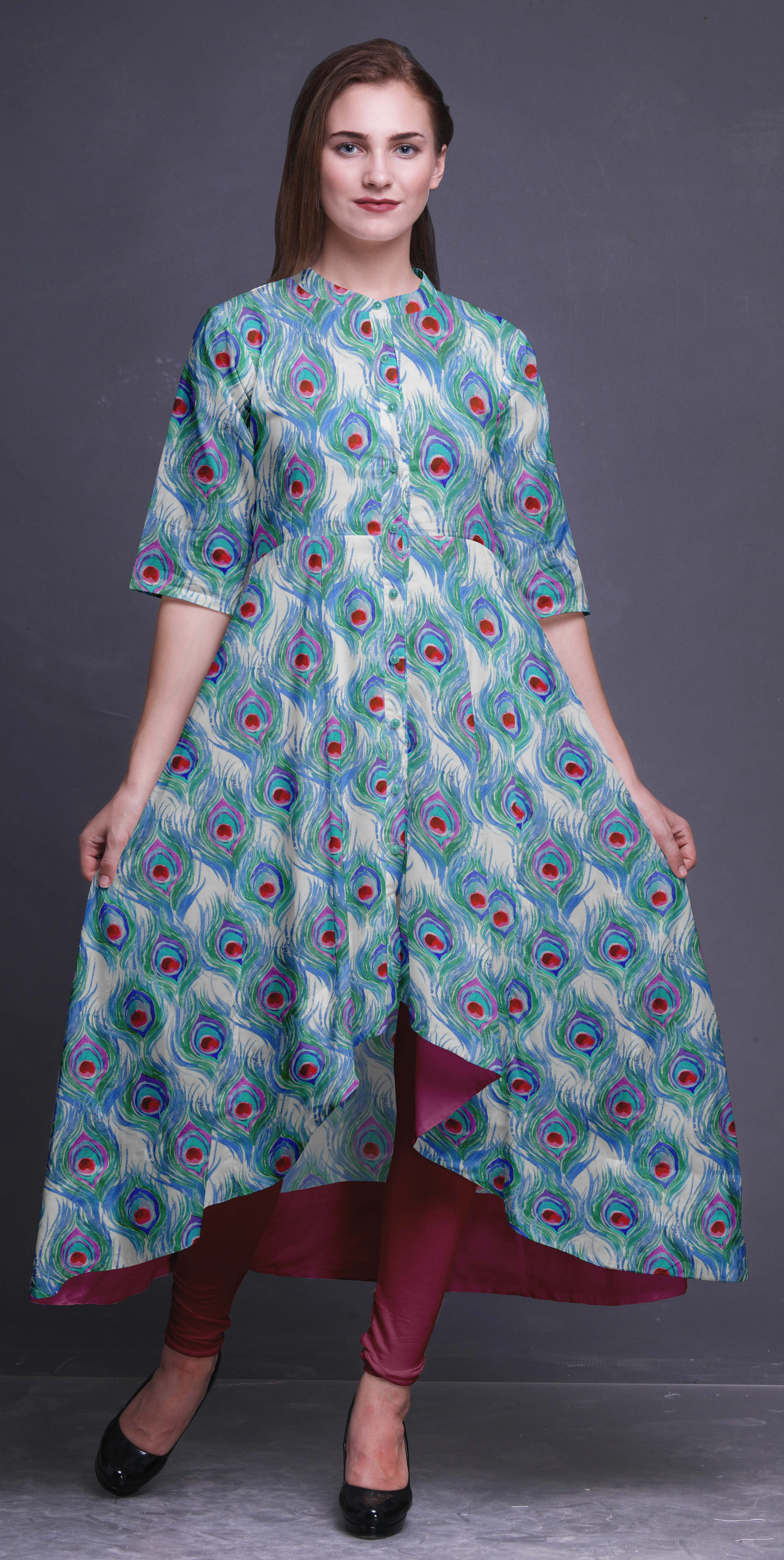 knee length dresses for ladies Floor Length Kurti Rayon Multi Colour Embroidered Kurtis – Kajols