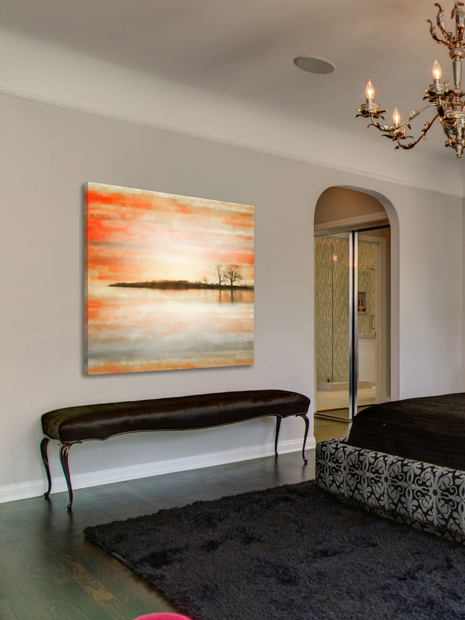 Parvez Taj Lake Benches Art Print on Premium Canvas