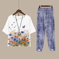 thumbnail image 2 of Jacenvly Pajamas Suits Adult Women Fashion Print Casual Loose Fitting Round Neck Short Sleeve Top Pants Two-Piece Set Summer Dresses for Women 2024, 2 of 8