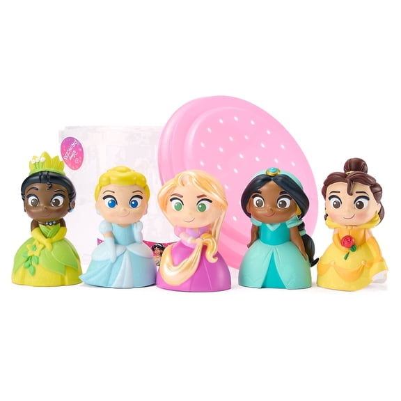 Disney Store Official Disney Princess Bath Toys Set - Includes 5 Detailed Toys with a Straining Storage Bucket - Bath Time Fun & Water Play Set for Kids