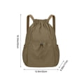 thumbnail image 3 of Foldable Lightweight Nylon Cinch Drawstring Bag, Unisex String Backpack for Men Women, Portable Storage Sack for Gym, Sports, Travel, Shopping and Casual Outdoor Use (Brown), 3 of 5