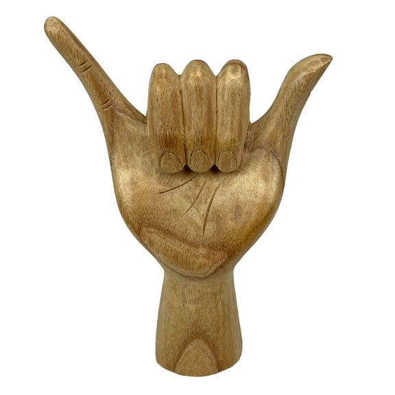 Zeckos Hang Loose Wood Hand Sculpture – Relaxed Vibes Decor