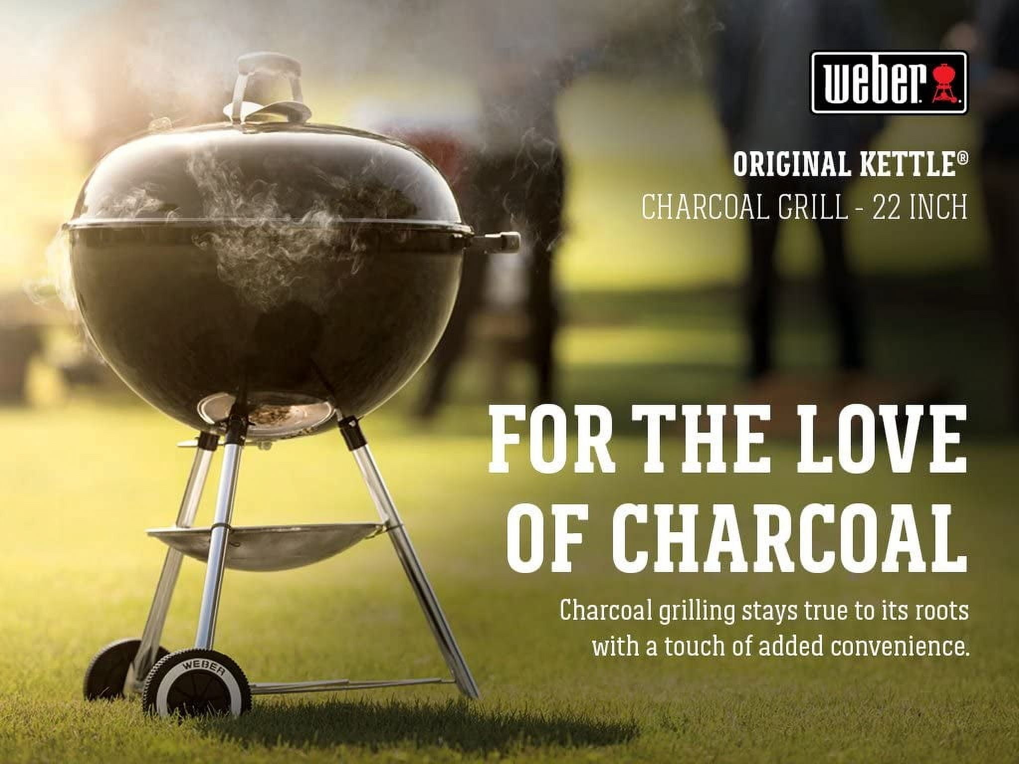 Classic Large Square 22" Charcoal Barbecue Kettle Grill with Wheel Legs