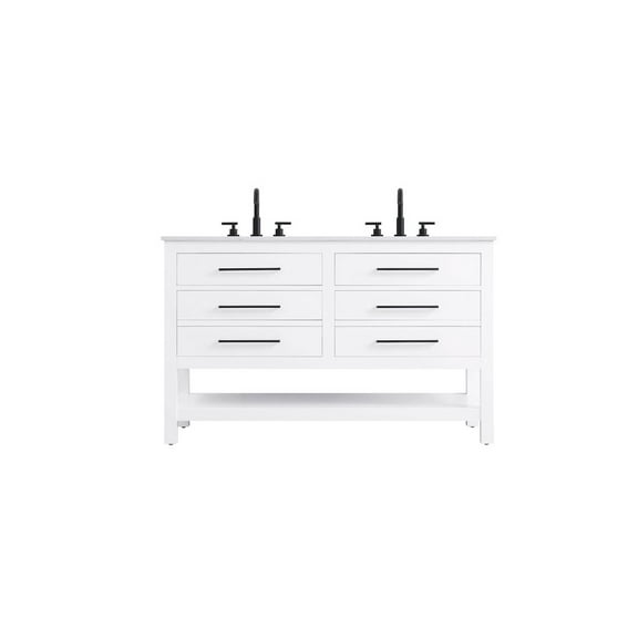Elegant Kitchen and Bath 54 inch Double Bathroom Vanity in White