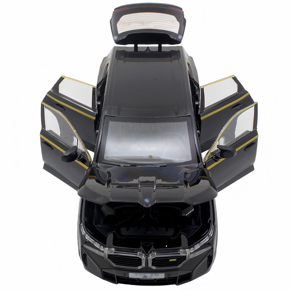 1:24 scale BMW XM alloy die-cast car model with opening doors, lights, sound and spring-back function. Boys' toy car, children's birthday gift.