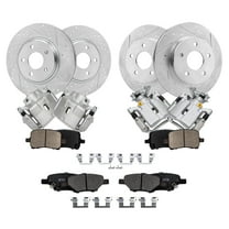 Detroit Axle - Brake Kit for Chevrolet Malibu Saturn Aura Pontiac G6, 11.65 inch Front & 10.63 inch Rear Drilled Slotted Brake Rotors Ceramic Brake Pads Brake Calipers Replacement