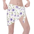 thumbnail image 3 of KLL Purple Chicory Print Women's Sarong Coverups Short Bathing Suit Wrap Skirt Beach Wrap Swimsuit Cover Ups, 3 of 6
