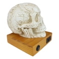 thumbnail image 2 of Mesoamerican Maya Aztec Skull LED Night Light Statue With USB Charging Wood Base, 2 of 7