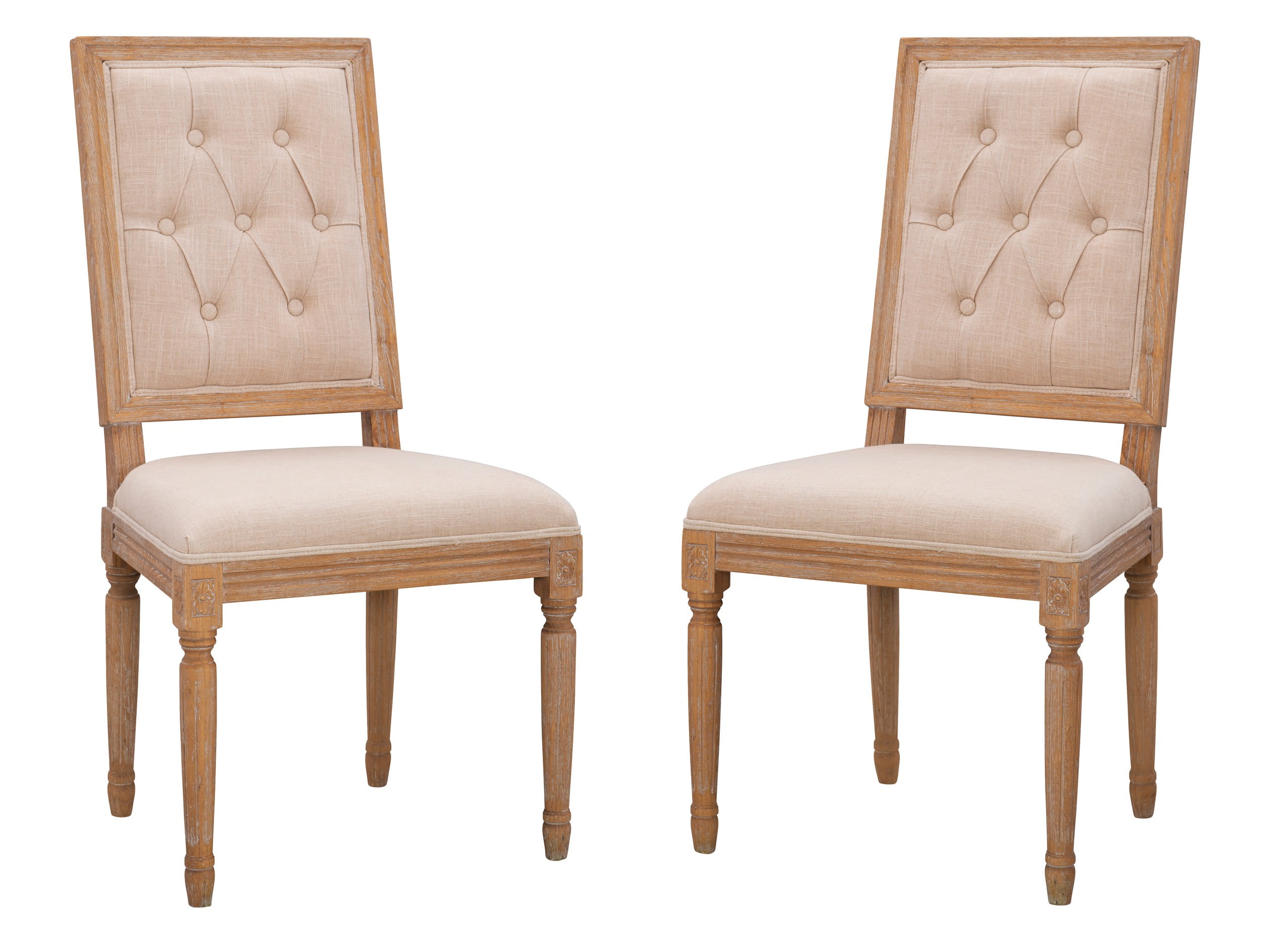 Linon Avalon Tufted Dining Chairs, Set of 2, Natural
