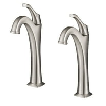 Kraus Arlo Spot-Free all-Brite Brushed Nickel Single Handle Vessel Bathroom Faucet with Pop Up Drain (2-Pack)