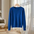 thumbnail image 4 of cocolona Texture Knitted Sweater for Women Crew Neck Long Sleeve Casual Sweater Solid Color Trendy Fall Winter Sweater, 4 of 6