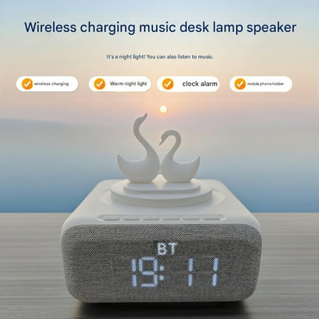 Smart Alarm Clock, Sunrise Light & Wireless Charging Dock | Bluetooth Speaker & Radio for Bedroom