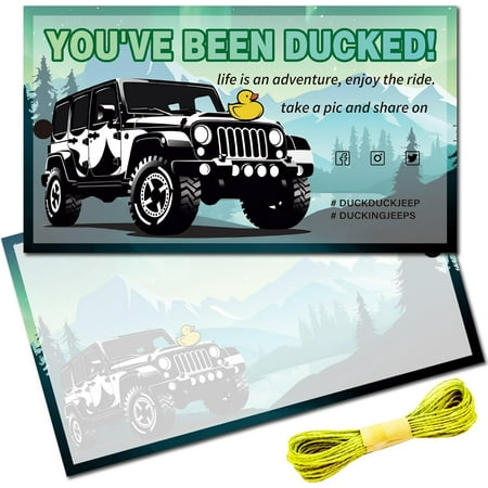 50 PCs You've been Ducked Duck Tags Encouraging Duck Tag DIY Jungle Duck Card Double Sided with Hole and Twine for Jeeps Car Hanging Decor Lucky Pass on 3.5x2 Inch-Life Is an Adventure